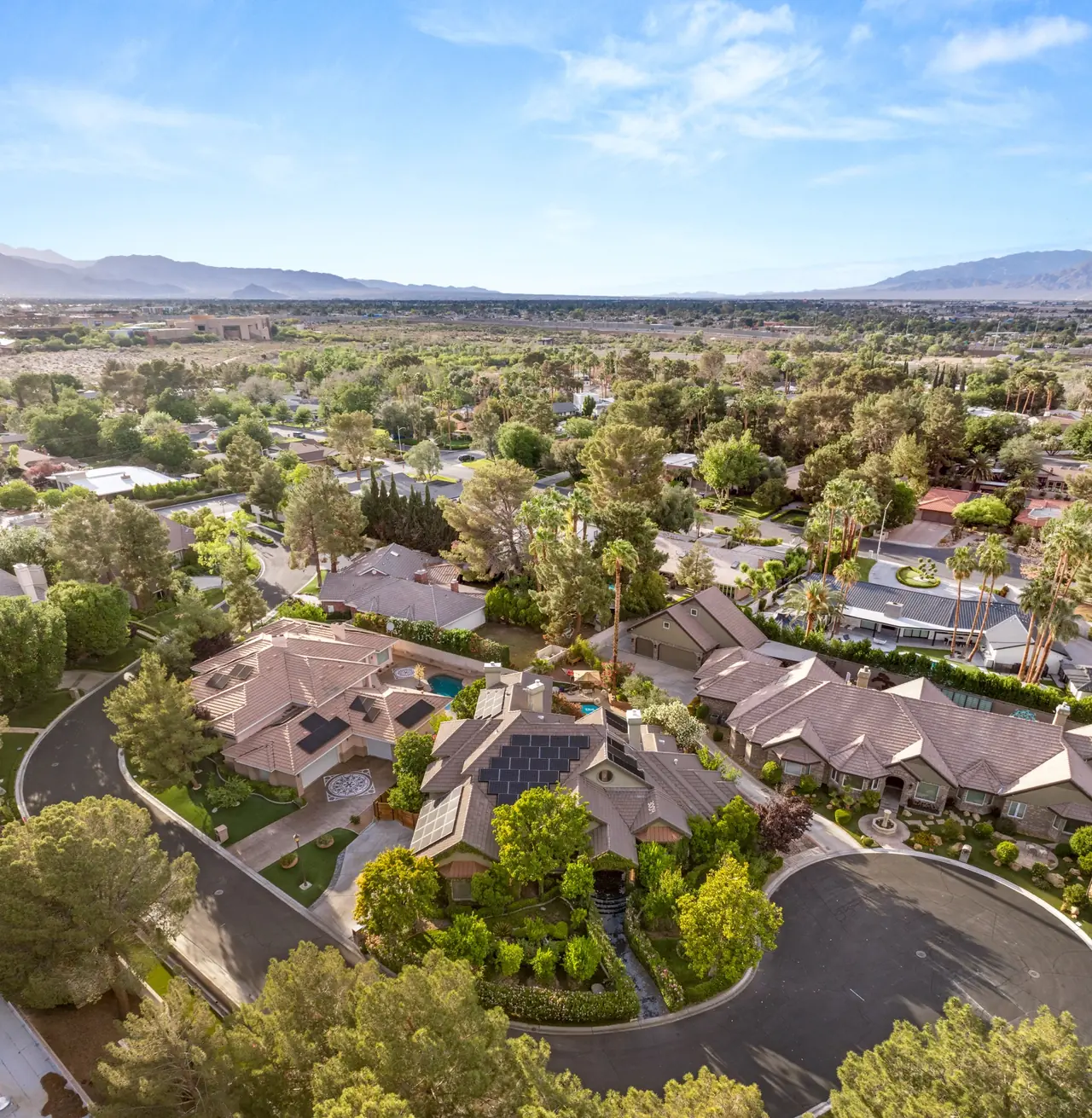 Aerial view of Astoria Estates and its mature trees