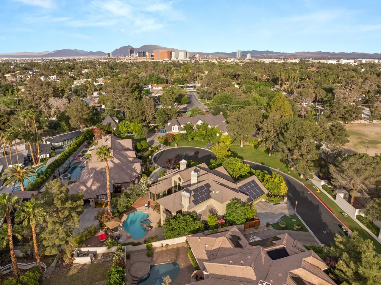 Aerial view toward the Strip from the neighborhood