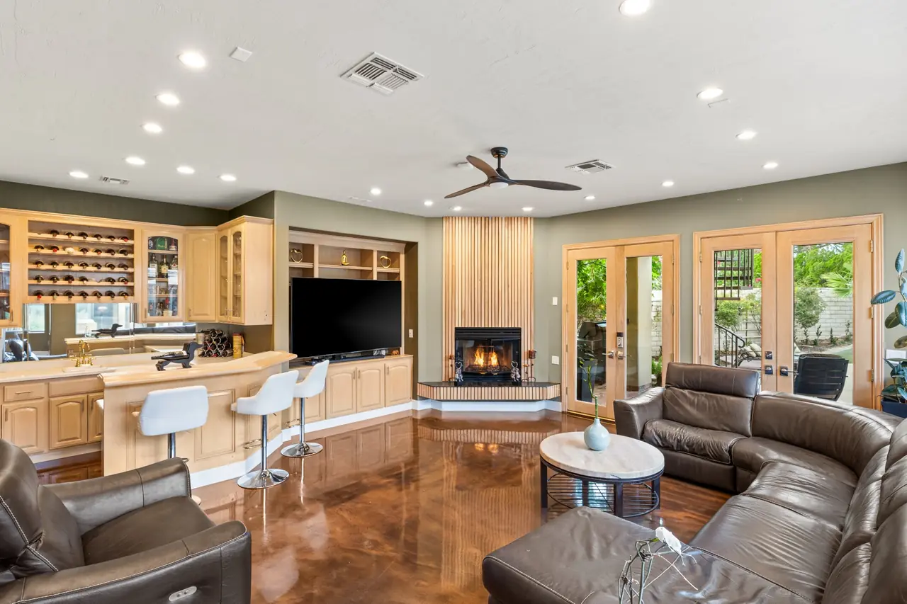 Family room with fireplace