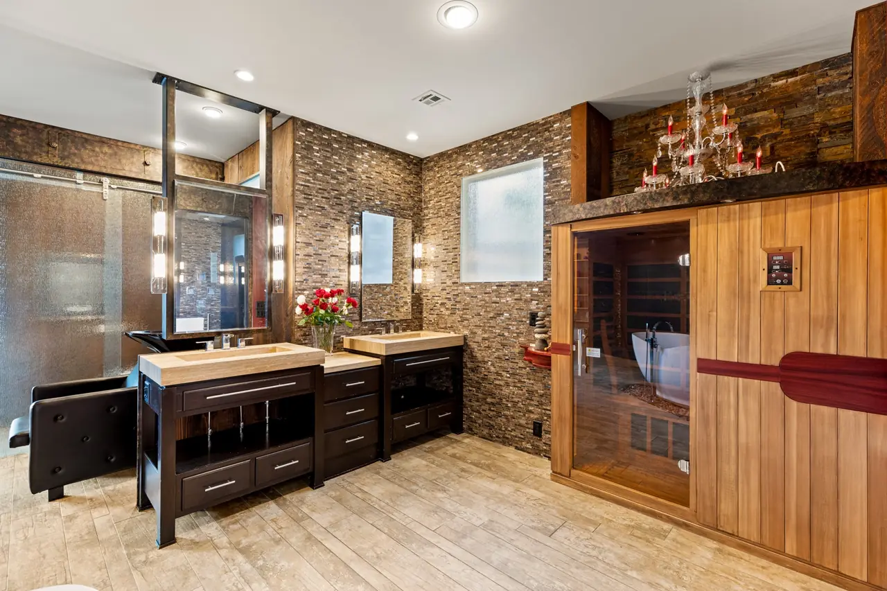 Primary vanity and infrared sauna